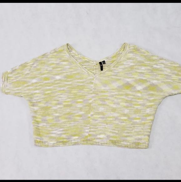 Slouchy Yellow Sweater Cropped Off Shoulder Knit L - Picture 5 of 6
